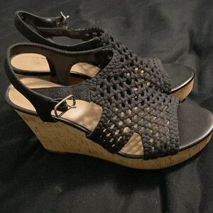 Black Wedge Sandals size 8